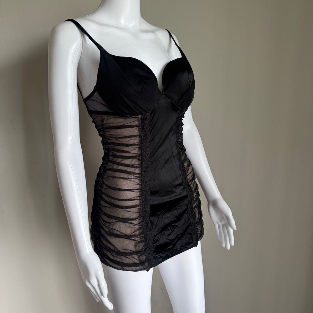 Victorias Secret Black Lingerie Bustier Teddy Dress Size 34C NWT
